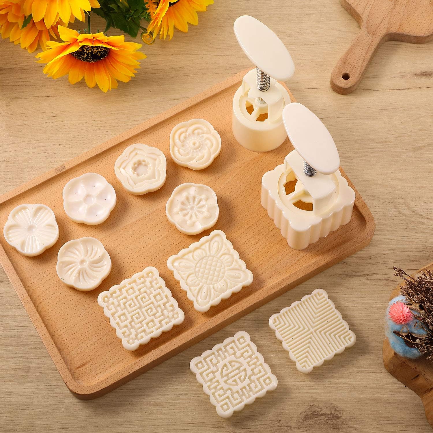 Amazon 2 Pieces Moon Cake Mold Cutter DIY Mooncake Press Mold And 