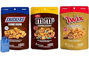Edible Cookie Dough Bites Variety, M&M's, Snickers and Twix Cookie Dough Bites, Safe to Eat, 8.5 Ounce Individually Wrapped Bags, Ready to Eat No Bake Cookie Dough Bites Candy, with Nosh Pack Bag