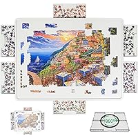 BuilderButler Lightweight 1500 Pieces Rotating Puzzle Board with 6 Sliding Drawers and Cover – 360° Lazy Susan Spinning, 34.2
