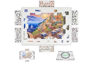 BuilderButler Lightweight 1500 Pieces Rotating Puzzle Board with 6 Sliding Drawers and Cover – 360° Lazy Susan Spinning, 34.2