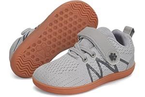 WateLves Wide Toddler Barefoot Shoes Little Kids Boys Girls Walking Tennis Sneakers with Breathable Mesh Zero Drop Sole Adjustable Strap