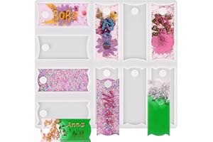 Actvty Name Plate Resin Molds for Stanley Cup Lid, 10 Cavities Name Tag Silicone Molds for Resin Casting, DIY Personalized Custom Name Plates for Stanley 40oz and 30oz