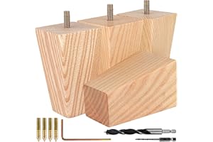 AIRY ABODE Premium Square Furniture Legs - Furniture Feet for Couch, Chair, Sofa, Dresser, Bed, Cabinet, Ottoman - Easy to Install Wood Legs With Installation Hardware and Instructions- Set of 4, 4 Inches