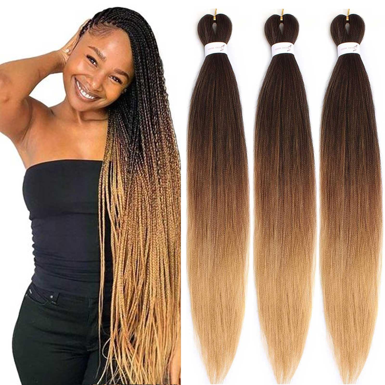 Xtrend 30 Inch Long EZ Braids 3Packs Ombre Pre-Stretched Easy Braiding Hair Extensions for Box Braids Hair Itch Free Hot Water Setting Synthetic Fiber Hair Extensions (3Packs,1B/30/27#) โ image 1
