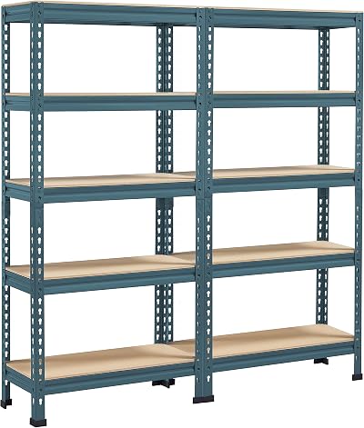Yaheetech 2 Pack Heavy Duty 5 Tier Shelving Unit 750kg Capacity Neptune Blue