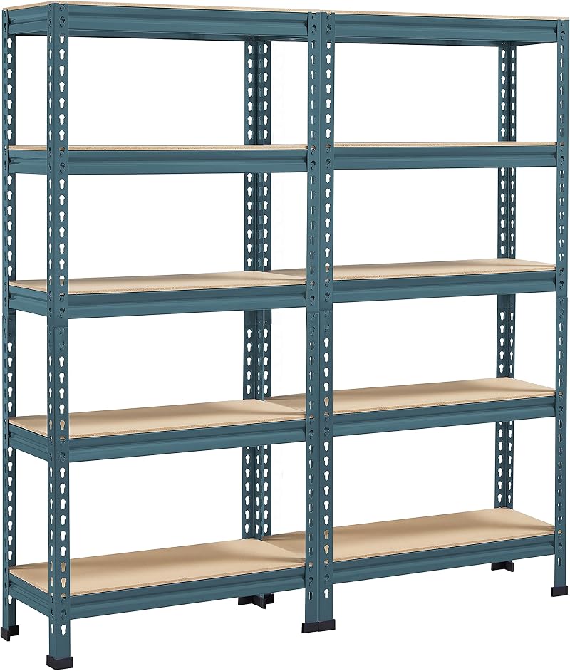 Yaheetech 2 Pack Heavy Duty 5 Tier Shelving Unit 750kg Capacity Neptune Blue