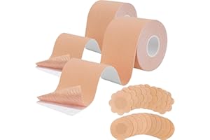 FurttBlem 2 Rolls Boob Tape 5CM*5M with 20 Pieces Nipple Cover,Body Tape for Women A-E Cup Nude,Breathable Boobtape for Breas