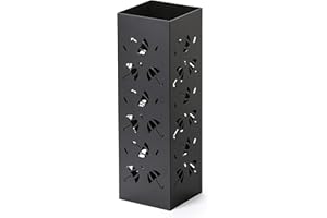 Mango Steam Metal Square Tall 19.5" Umbrella/Cane/Walking Stick/Wrapping Paper Holder, Stand, Rack Organizer (Brollies Black)