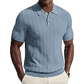 PJ APUL Jones Mens Knit Polo Shirts Short Sleeve Stretch Texture Knitted Polo Shirts Casual Lightweight Golf Shirt