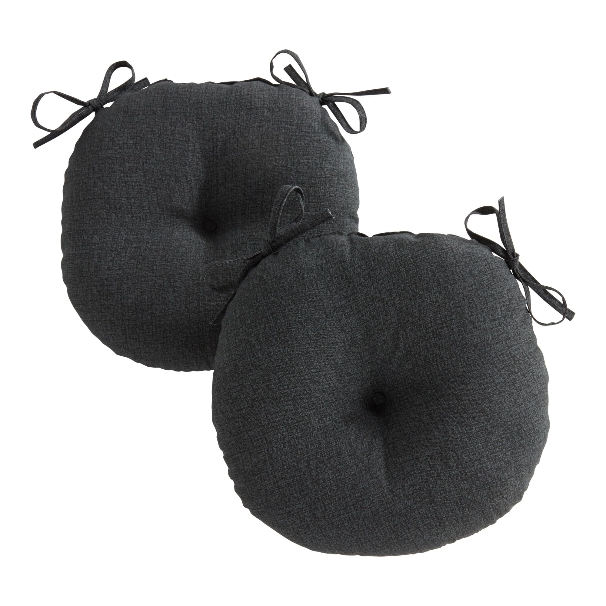 Greendale Home Fashions Graphite Outdoor 15-inch Bistro Seat Cushion, Set of 2 Image