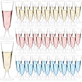 GuanQiao Plastic Champagne Flutes 100 Pack, 5.5 Oz Clear Disposable Plastic Champagne Glasses, Wine Glasses Cups for Wedding Celebration Birthday Party Wine Tasting New Years Eve Party Supplies