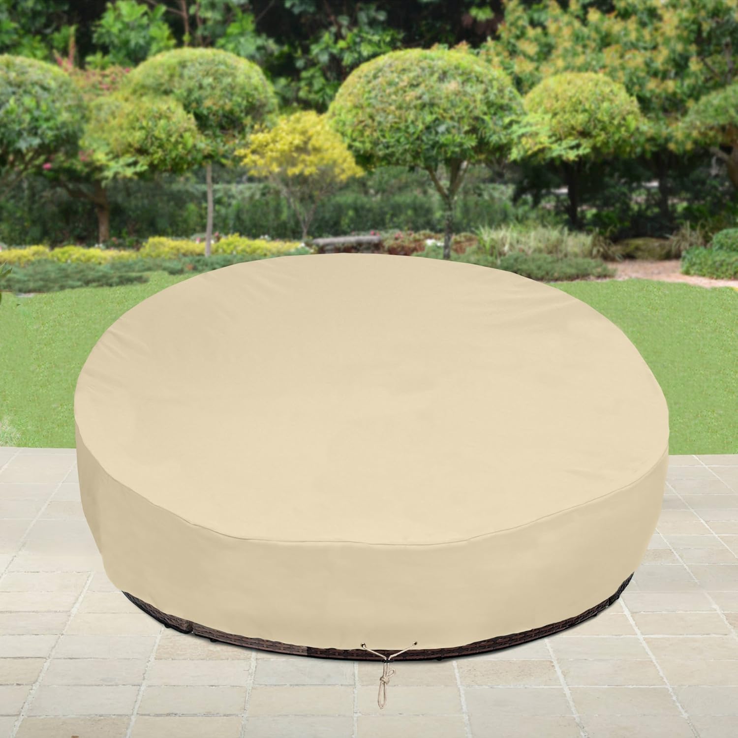 Beige Heavy Duty All Weather Protection SunPatio Round ...