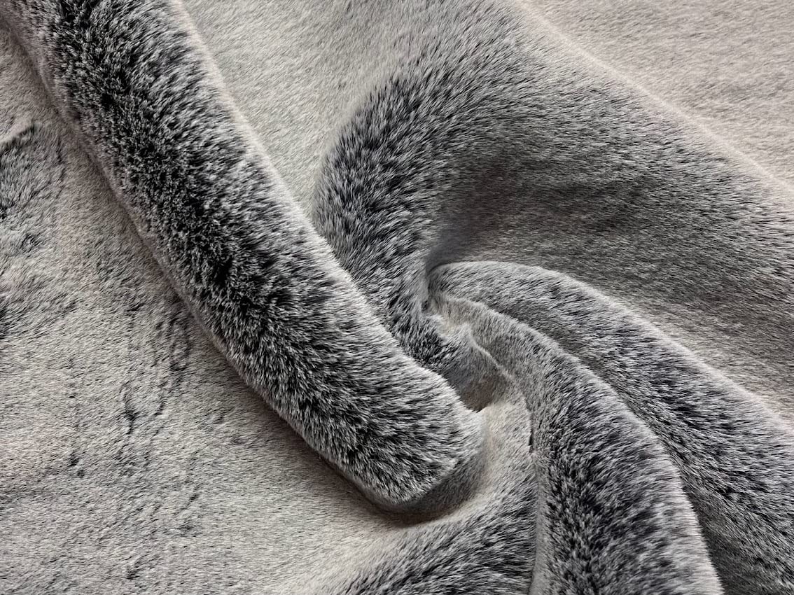 Super Luxury Faux Fur Fabric Material - Grey White, 1Mtr - 150cm x 100cm