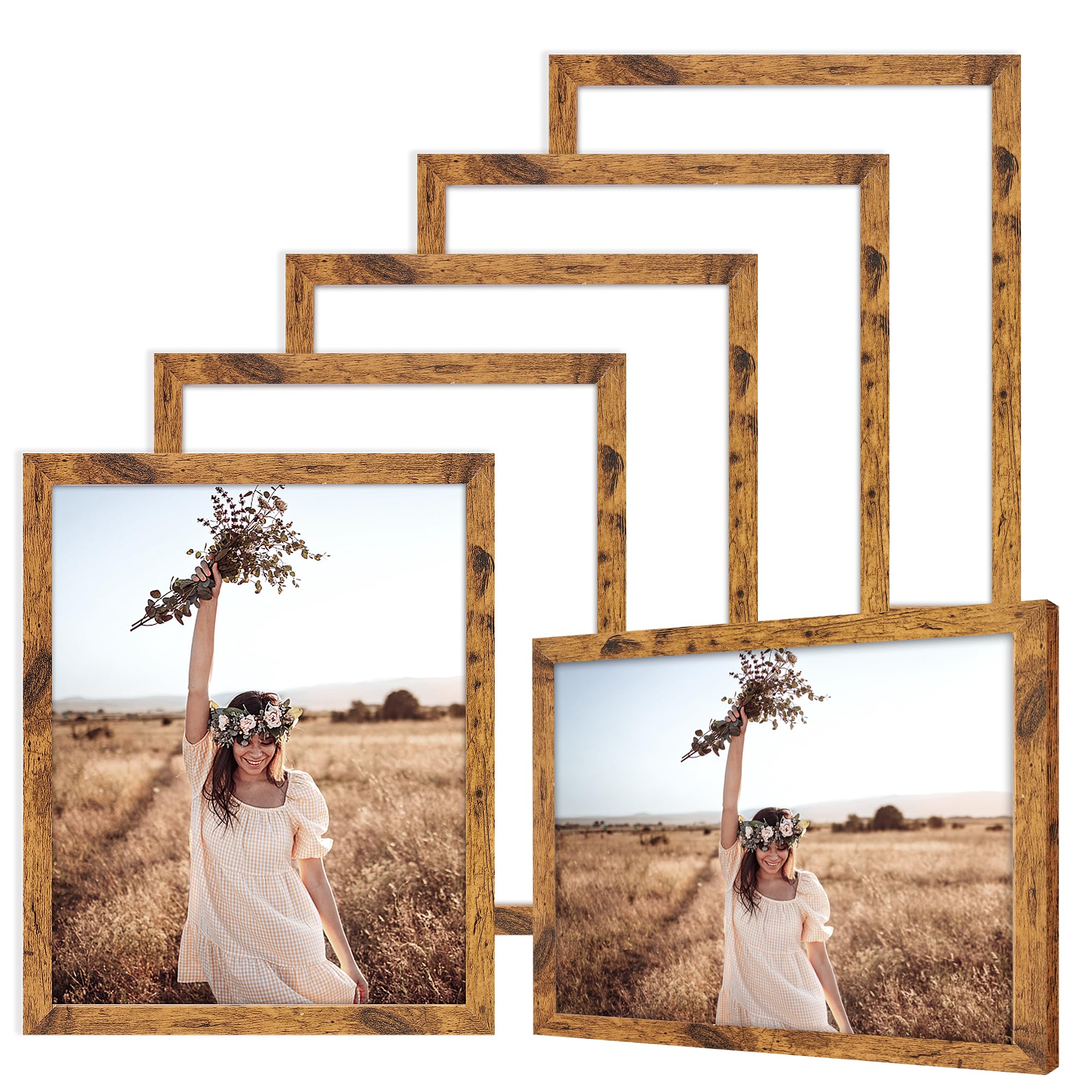 Photo 1 of TWING 8x10 Picture Frames Set of 6, Rustic Photo Frames Collage for Wall Decor Mounting or Table Display,Home Decorative Wall Gallery Picture Photo Frame Wood Brown,Walnut