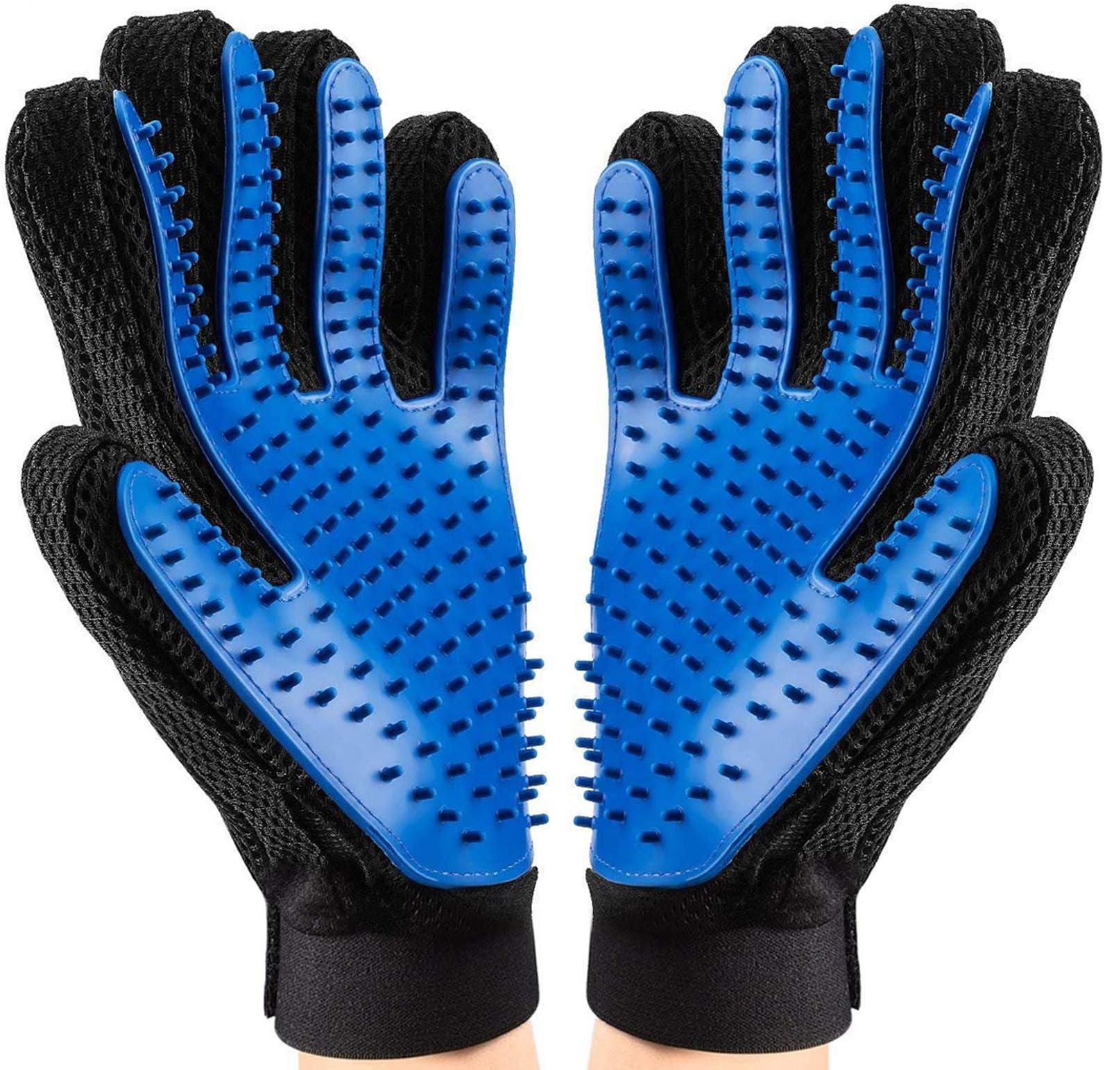 FMU Pet Grooming Glove - Dog Grooming Brush Glove - Cat Glove Brush - Pet Hair Remover Dog Grooming - Perfect for Dog & Cat with Long & Short Fur - Enhanced Five Finger Design - (One Pair)