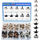 QSYZAIL 132 Pcs Slide Switch Kit Micro Mini Toggle Switches SPDT 1P2T 2 Position 3 Pin for PCB SS12D10 SS12D00 SS12F44 SS12F15
