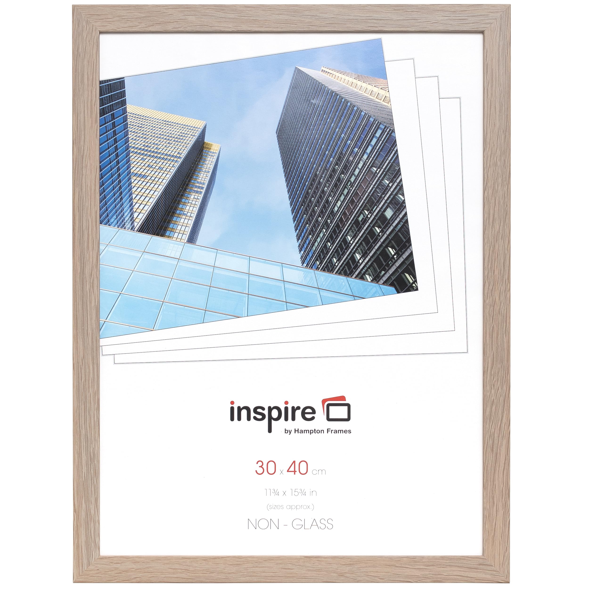 Hampton Frames | SORBONNE Picture Frame | 30x40cm, Oak Effect, Acrylic Front, Pack of 1 | Lightweight, Shatter-Resistant, Easy to Hang | Display Photos, Posters, Artwork