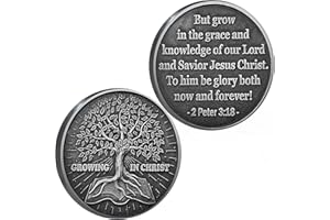 LZWIN Growing in Christ Christian Challenge Coin Bible Verse Gift Pocket Token Reminder of Strength (Single Coin)