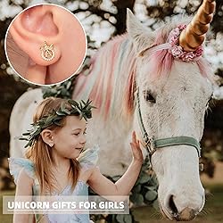Unicorn Gifts for Girls - 14K Gold Unicorn Earrings
