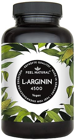 L-Arginin Kapseln. 365 Stück im 2 Monatsvorrat. Hochdosiert mit 3.750 mg reinem L-Arginin als L-Arginin HCL je Tagesdosis. L-