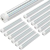 SHOPLED (12-Pack 4FT LED Shop Light, 40W 5500LM 6000K Cool White, Linkable V-Shape T8 LED Tube Lights Fixtures, 4 Foot Shop Lights for Garage Workshop Warehouse, Plug and Play, ETL Listed