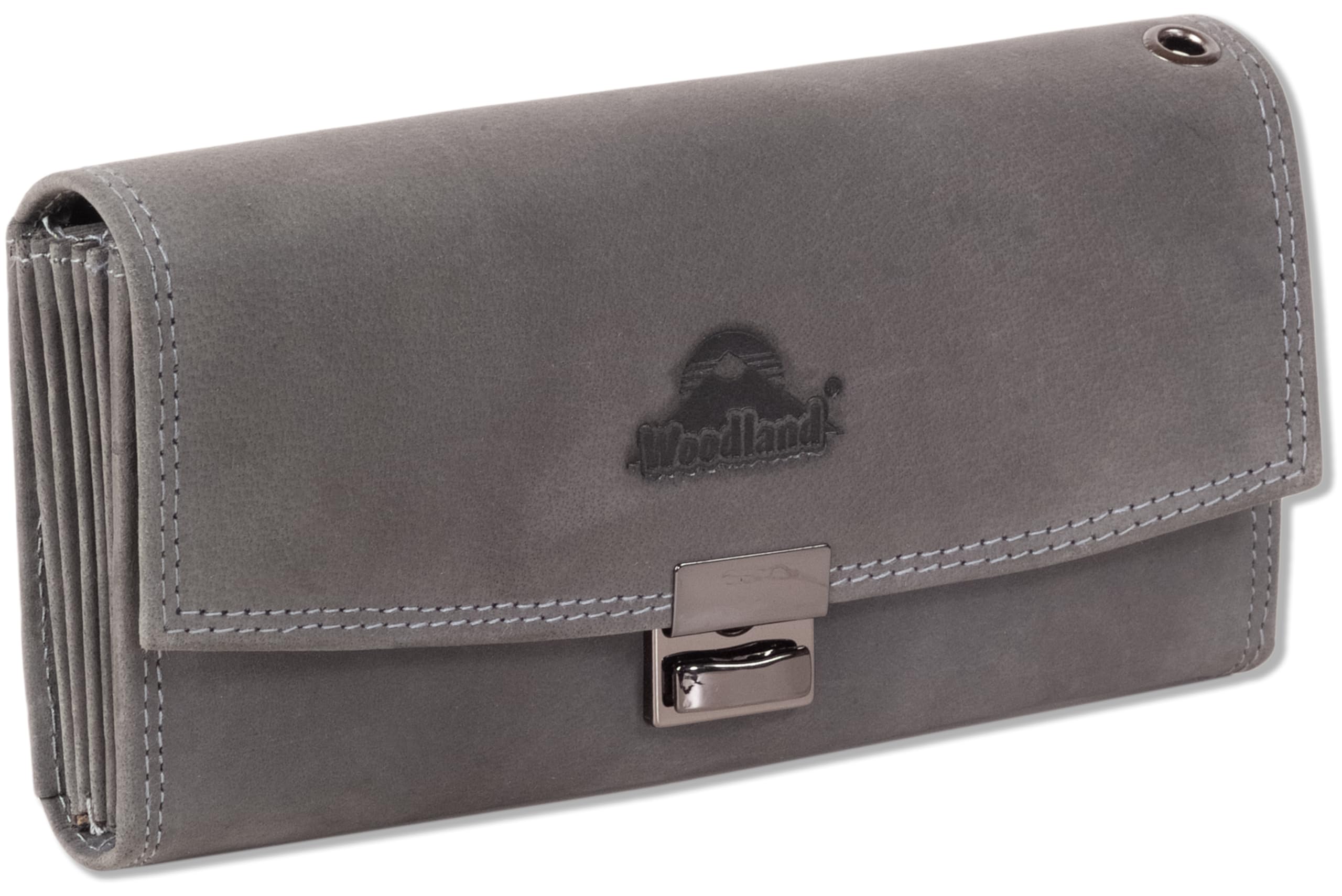 Woodland® Waiter's Wallet with Reinforced Base in Large Coin Compartment Made from Natural, Soft Buffalo Leather, Charcoal, L x H x T (cm) = 18.5 x 9.5 x 4.5, Coin Purse