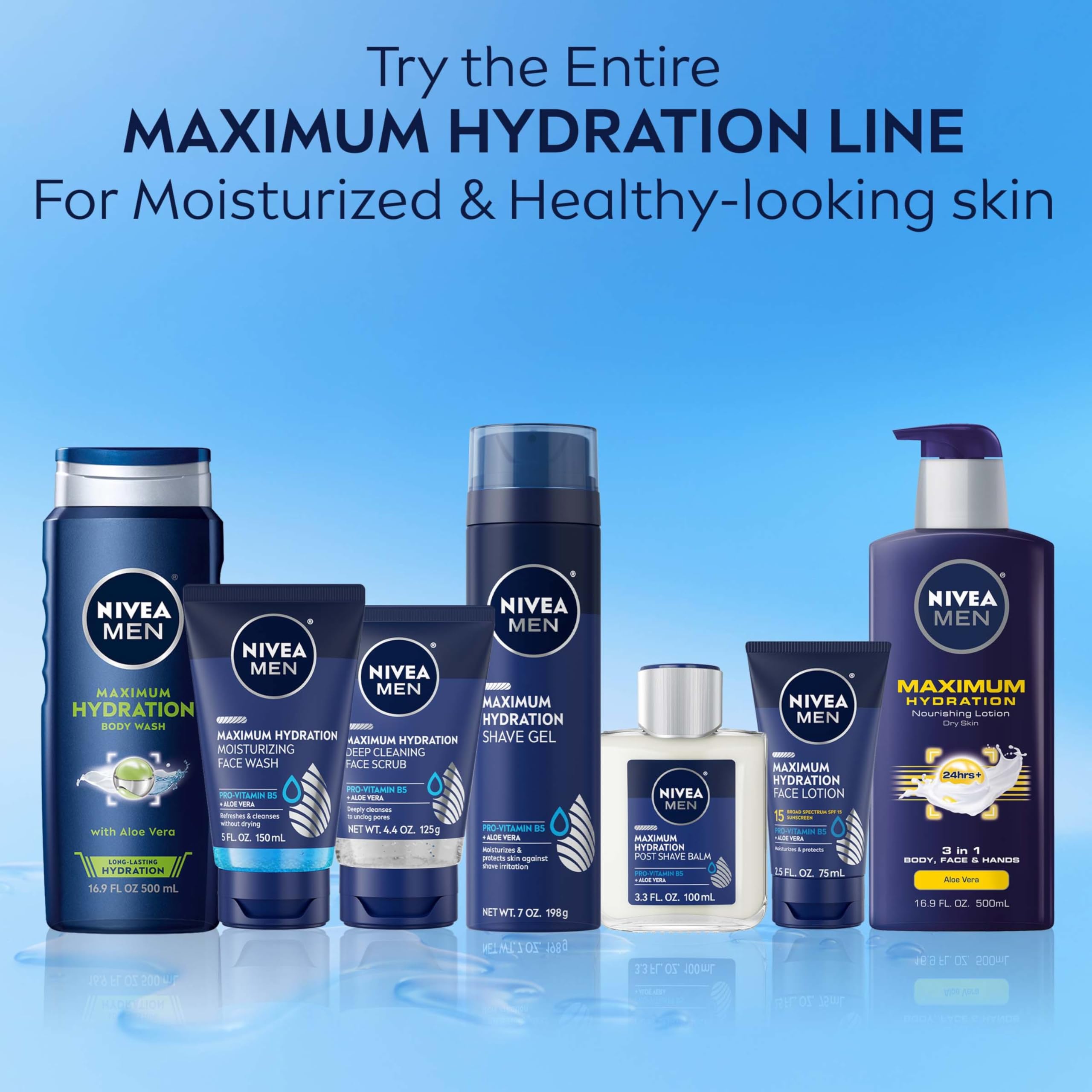 NIVEA MEN Maximum Hydration Face Lotion, Face Lotion with Broad Spectrum SPF 15 Sunscreen for Men, 4 Pack of 2.5 Fl Oz Tubes