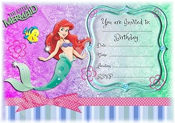 Disney Ariel The Little Mermaid Birthday Party Invites Landscape