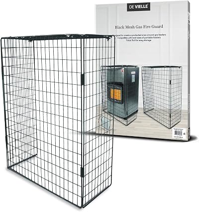 De Vielle Black Metal Mesh Gas Fire Guard 56.5x12x79 cm