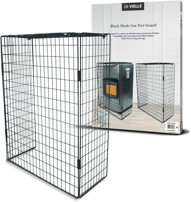 De Vielle Black Metal Mesh Gas Fire Guard 56.5x12x79 cm