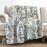 Levens Money Blanket Gifts for Women Girls Men, Wealth Themed Money Decoration for Home Bedroom Living Room Sofa, Soft Comfortable Lightweight Throw Blankets Grey 50"x60"