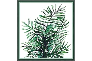 Svarog Stamped Cross Stitch Kits Beginners Full Range of Embroidery Patterns Starter Kits for Adult or Kids DIY Cross Stitches Needlepoint Kits 14CT-Green Plant（2） 12.2x12.6 inch