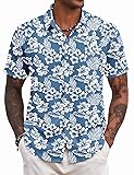COOFANDY Mens Hawaiian Shirt Short Sleeve Floral