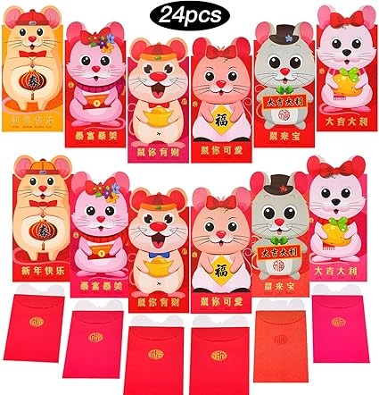 Amazon 赤 マネー封筒 カートゥーン マウス 赤 封筒 ネズミ 年 マネー パケット ネズミ ギフト 封筒 新年 春 フェスティバル クリスマス 誕生日 ウェディング サンキューカード サプライ 挨拶状封筒 文房具 オフィス用品