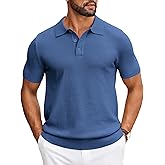 COOFANDY Mens Knit Polo Shirts Short Sleeve Classic Fit Shirts Casual Goft Collared Textured T Shirt