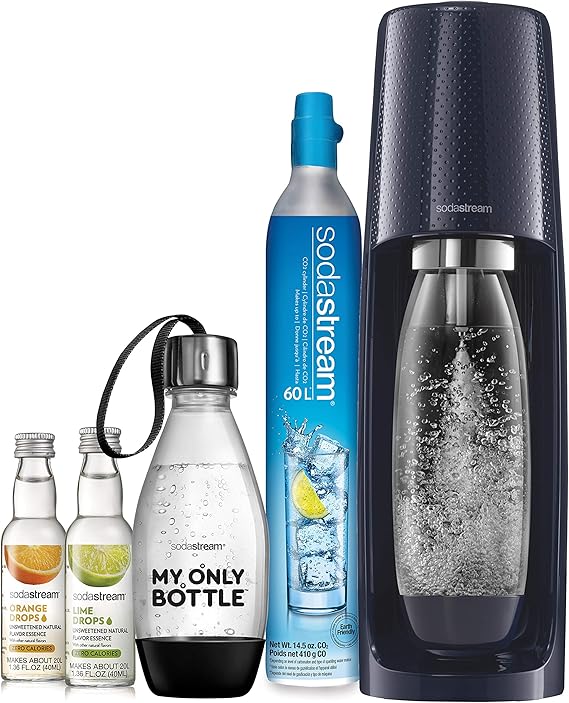 SodaStream Fizzi Sparkling Water Machine Bundle (Navy), with CO2, 1/2 Liter BPAFree