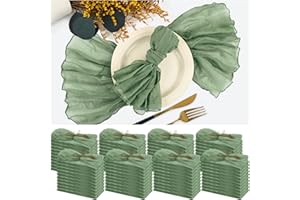 TERUNTRUE 84 Packs Gauze Cheesecloth Napkins 20 x 20 Inch Sage Green Wrinkled Dinner Napkins, Rustic Boho Napkins Soft Cotton Cloth Napkins for Wedding Party Event Dinner Table Christmas Decoration