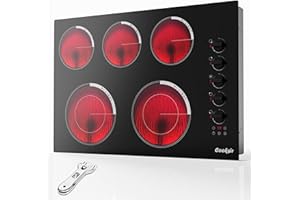 Cooksir Upgraded 30 Inch Electric Cooktop 5 Burners - Powerful 8600W Built-in Electrical Stovetop, Electric Burner 30 In with