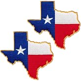 Laughing Lizards Texas Flag Patches (2-Pack) - Red, White &amp; Blue Texas Patch for Vest or Hat - Iron On, Glue On, or Sew On (State Shape)