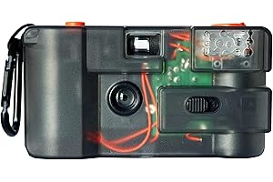 IUTD STUDIOS to Be Continued (TBC) Reusable 35mm Film Camera – Transparent Design, 28mm Wide Lens, Orange Gel Filter, Built-in Flash, Point and Shoot