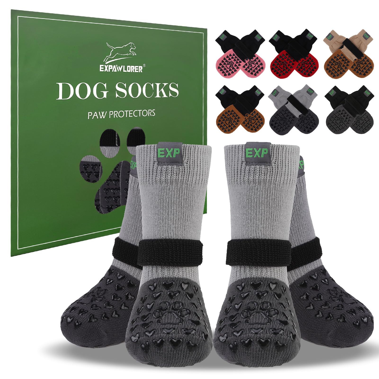 Photo 1 of EXPAWLORER Anti Slip Dog Socks to Prevent Licking Paws - Dog Shoes for Hot Pavement, Dog Boots & Paw Protectors, Dog Booties for Hardwood Floors, Small Medium Large Senior Dogs