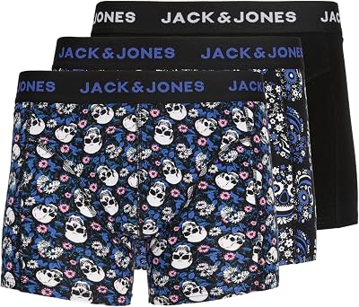 Jacflower Skull Trunks 3 Pack SN, Nero, S