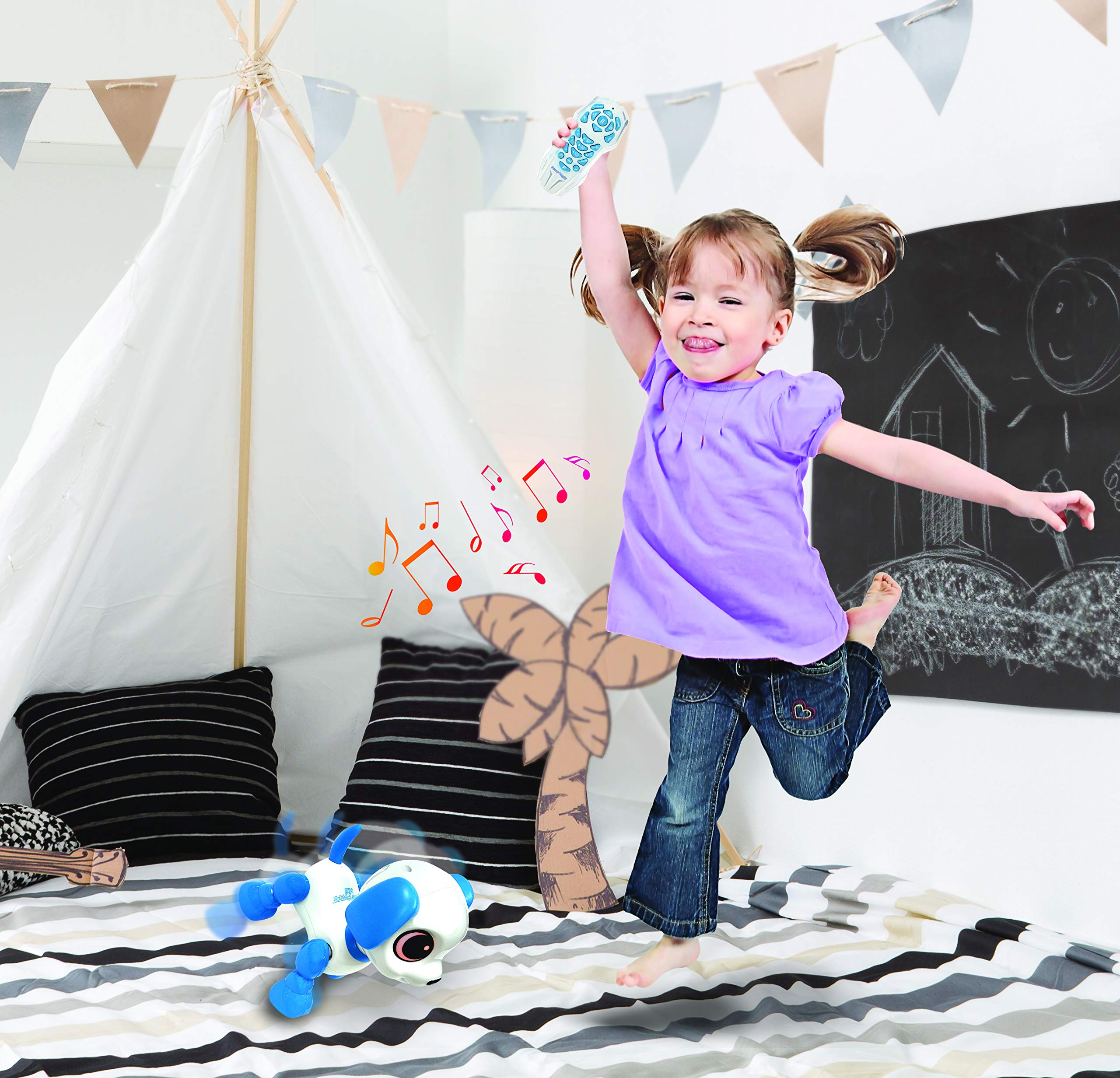 LEXiBOOK Power Puppy - Mini - My Little Robot Dog - Robot Dog with Sounds, Music, Light Effects, Voice Repeat and Sound Reaction, Toy for Boys and Girls - ROB02DOG