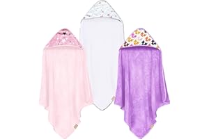 CORAL DOCK 3 Pack Baby Hooded Bath Towel Sets, Ultra Absorbent Baby Essentials Item for Newborn Boy Girl, Baby Bath Shower Towel Gifts for Infant and Toddler - Cute Pink Starry Sky
