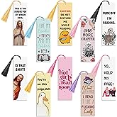 10Pcs Funny Bookmarks with Tassel for Reading Reader Gift, Cute Funny Book Marks for Women Men Christian Paper Bookmark Page Makers for Students Teachers Christmas Bookish Gifts for Book Lovers