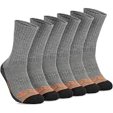Timberland PRO Mens Sorbtek Moisture Control Mens Socks, Arch Support, Cushioned Footbed (Size 7-12; 6 Pairs) set