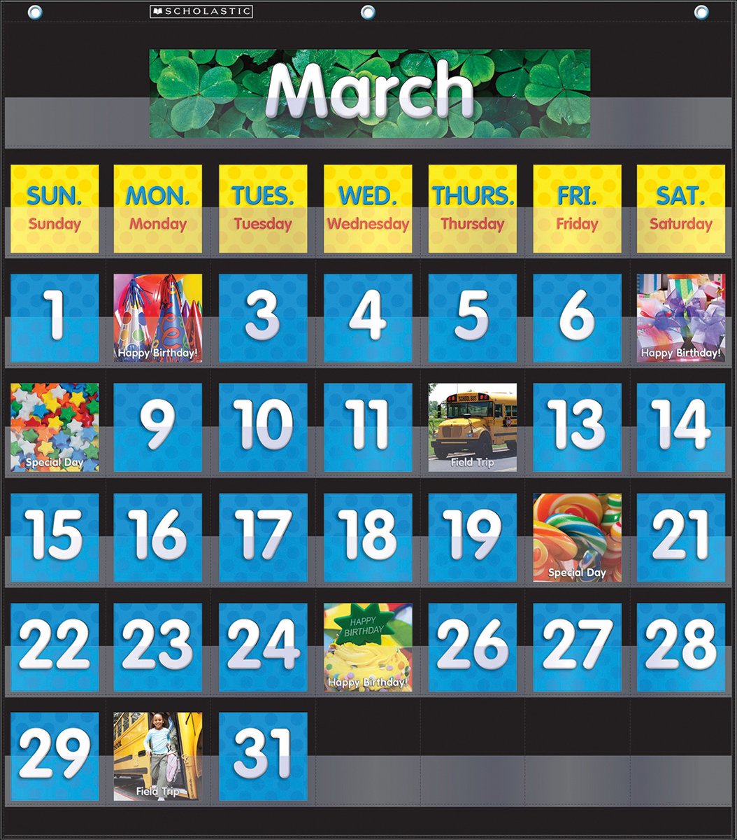 Scholastic Classroom Resources Pocket Chart Monthly Calendar Black Scholastic Classroom Resources Pocket Chart Monthly Calendar Black