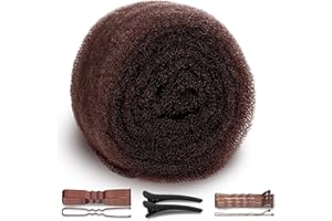 TAZKZZY Hair Bumps for Volume Insert, Hair Sponge for Updo - Hair Mesh Filling Padding for Women - Bobby Pins - U Shape Hair Pin, Comb and Plastic Clips, Brown