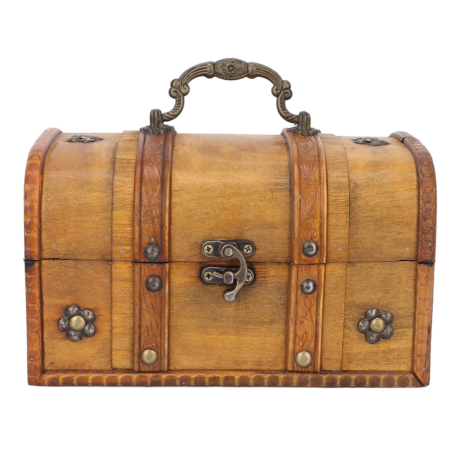 Photo 1 of FILFEEL Vintage Wooden Box Elegant Retro Jewelry Storage Box Treasure Box Portable Decorative Suitcase Memory Box for Home Decoration