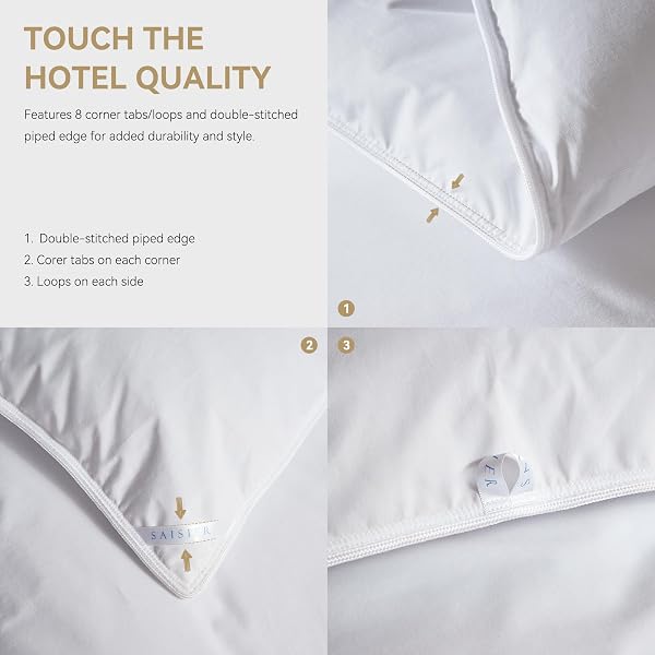 SAISIER WHITE GOOSE FEATHER DOWN COMFORTER CAL KING SIZE, PREMIUM ALL SEASON DUVET INSERT, 750 FILL POWER 1200TC COTTON BLEND FABRIC HOTEL STYLE COMFORTER, 52 OZ LIGHTWEIGHT (104X96,WHITE)